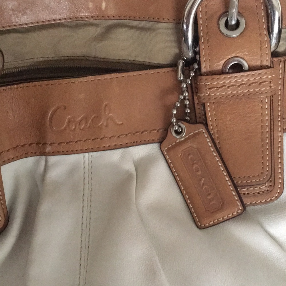 Coach Large Off White Satchel Tote Purse Bag - Picture 2 of 10